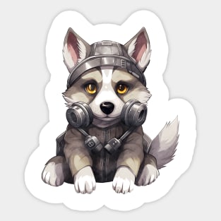 Siberian Husky Dog Wearing Gas Mask Sticker